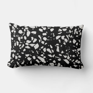 Almofada Lombar Padrão abstrato Terrazzo Mosaico preto e branco