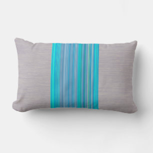 Almofada Lombar Padrão Azul Aqua Striped em Cinzas Prateadas