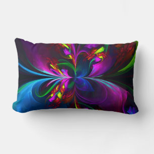 Almofada Lombar Padrão Azul Vermelho Abstrato Floral Moderno #15