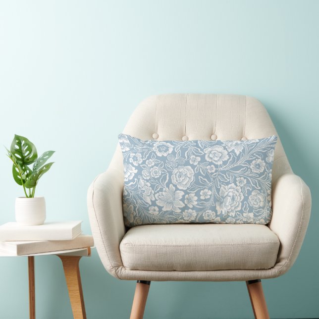 Almofada Lombar Padrão Botânico Floral Branco (Cadeira)