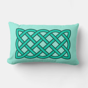 Almofada Lombar Padrão Celtic Knot, Turquesa, Aqua e Teal