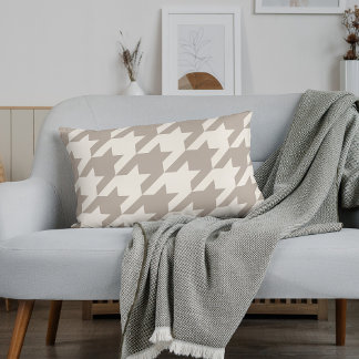 Almofada Lombar Padrão Clássico Neutro de Ivory Taupe Houndstooth