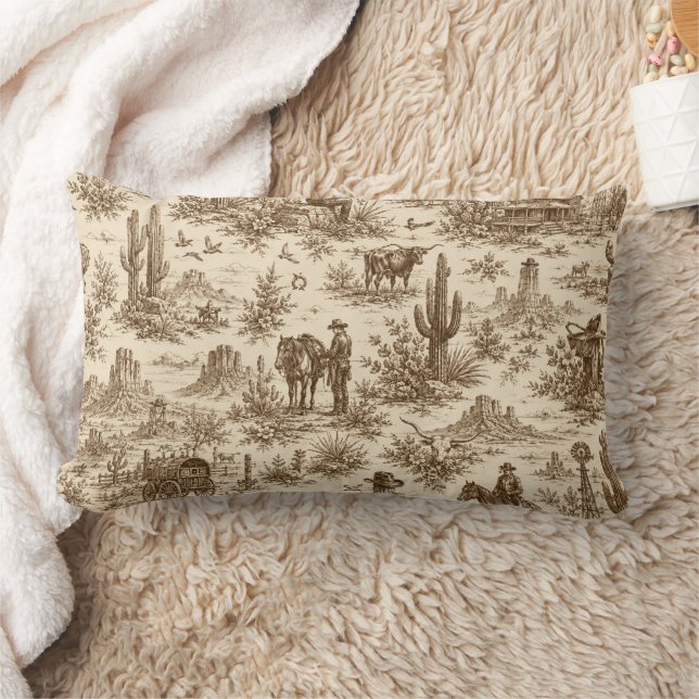 Almofada Lombar Padrão contínuo de Toile do Deserto Ocidental Vint (Cobertor)