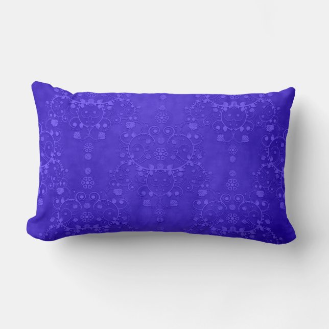 Almofada Lombar Padrão Damask Fancy Azul Cobalto Vibrante (Frente)