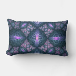Almofada Lombar Padrão de Arte Fractal 3D Turquesa Roxo Rosa