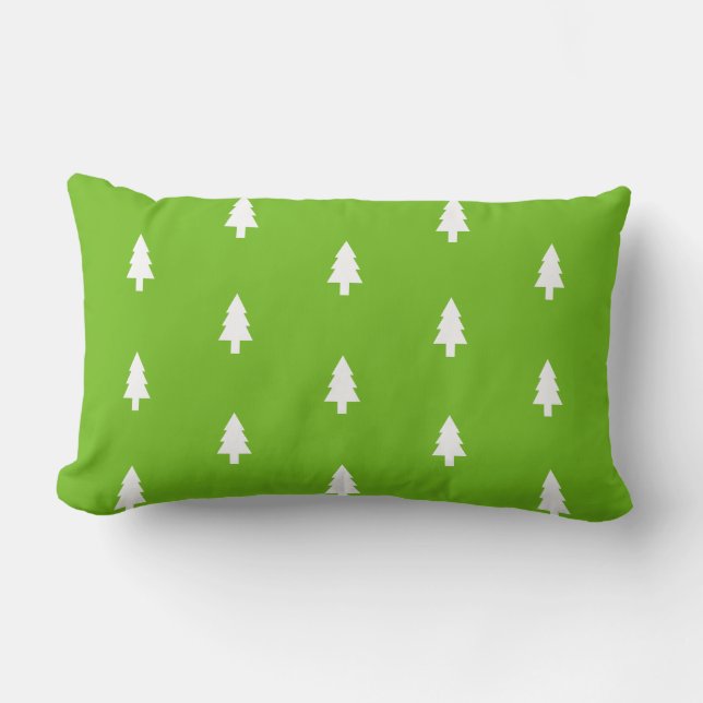 Almofada Lombar Padrão de Árvore de Natal Verde (Frente)