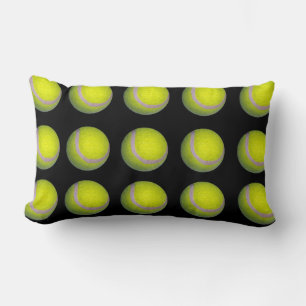 Almofada Lombar Padrão de Bola de Tênis preto amarelo,