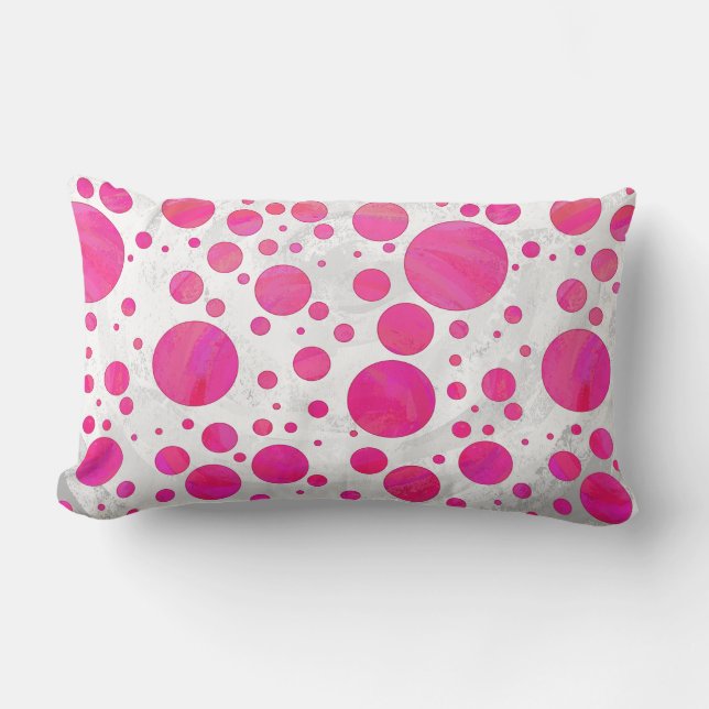 Almofada Lombar Padrão de Bolinhas de Paixão Rosa (Frente)