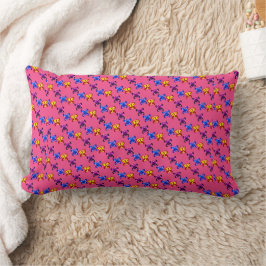 Almofada Lombar Padrão de Borboleta Pixel Fofa Fundo Rosa Quente