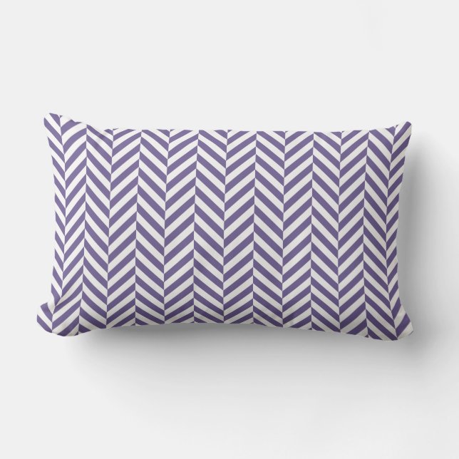 Almofada Lombar Padrão de Chevron em Herringbone Roxo (Frente)