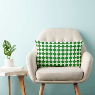 Almofada Lombar Padrão de Chevron Verde e Branco Ousado 33 x 53 cm