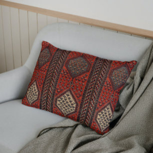 Almofada Lombar Padrão de corredora vermelho oriental