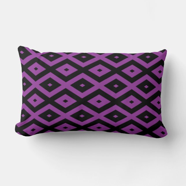 Almofada Lombar Padrão de diamante roxo e preto (Frente)