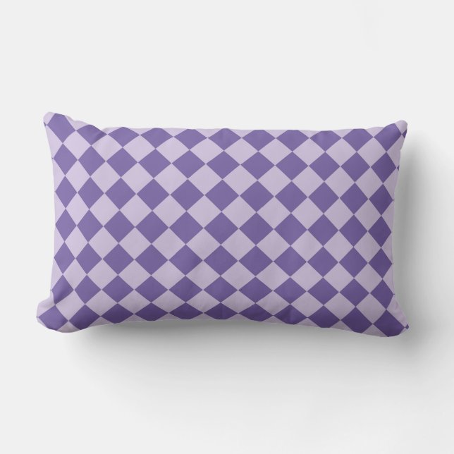 Almofada Lombar Padrão de Diamante Xadrez Roxo (Frente)