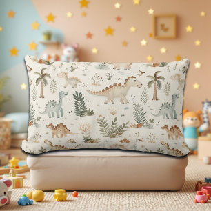 Almofada Lombar Padrão de Dinossauro Selvagem de Boho Whimsical