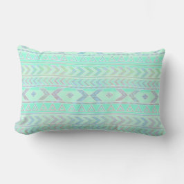 Almofada Lombar Padrão de Estilo de Arte Azteca em Azul Pastel
