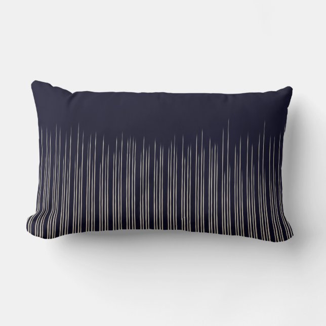 Almofada Lombar Padrão de faixa de Na moda azul bege/profundidade (Frente)