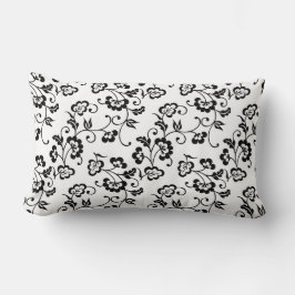 Almofada Lombar Padrão de Flor Preto
