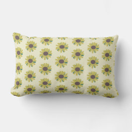 Almofada Lombar Padrão de Flor Simples Amarela Marrom Verde Girass