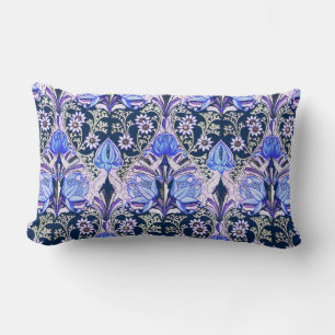 Almofada Lombar Padrão de Flores Azuis Vintage Victorian Elegante