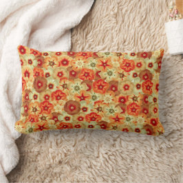 Almofada Lombar Padrão de Flores de Hippie Laranja Retro-Laranja