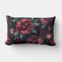 Almofada Lombar Padrão de Flores Mal-humoradas Aquarela Vermelho E