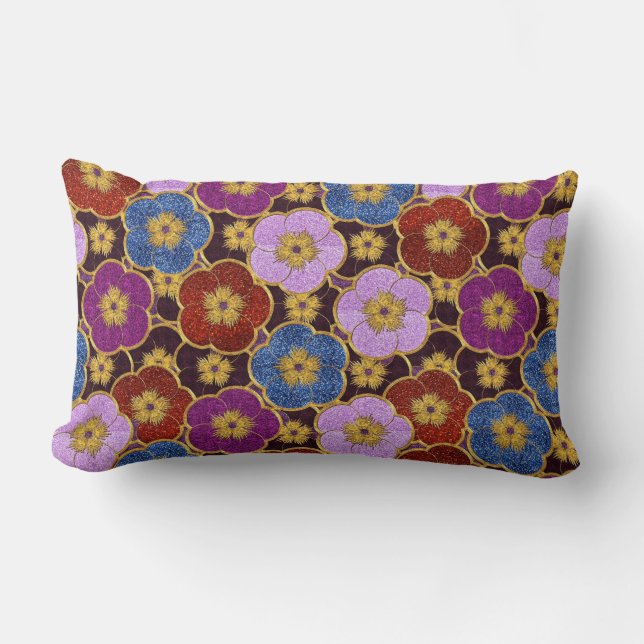 Almofada Lombar Padrão de Flores Multicoloridas (Frente)