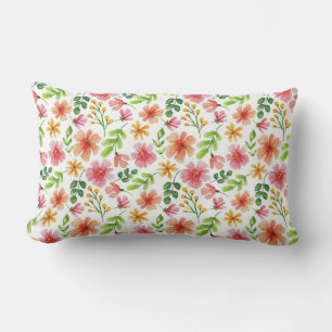 Almofada Lombar Padrão de Flores Rosa Aquarela-69677