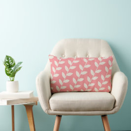 Almofada Lombar Padrão de Folha Retro-Rosa Personalizado