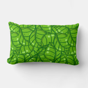 Almofada Lombar Padrão de Folha Verde Abstrata com Ilustrações Bri
