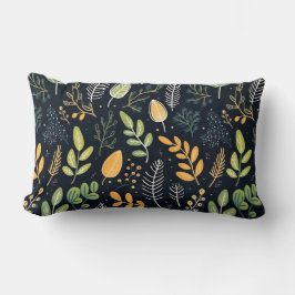 Almofada Lombar Padrão de Folhagem Verde e Amarelo Elegante