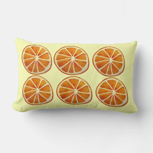 Almofada Lombar Padrão de fruta de cor d'água de fina cor laranja  (Frente)