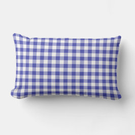 Almofada Lombar Padrão de Gingham Azul e Branco