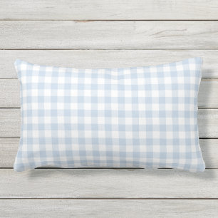 Almofada Lombar Padrão de Gingham azul Pastel verificado