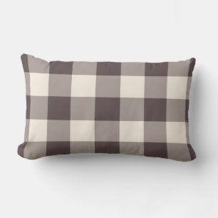 Almofada Lombar Padrão De Gingham Escuro Burgundy Esbranquiçado Ve