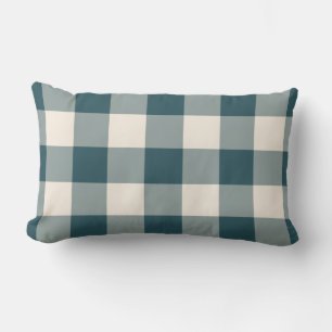 Almofada Lombar Padrão de Gingham Verde Esbranquiçado Emerald Veri