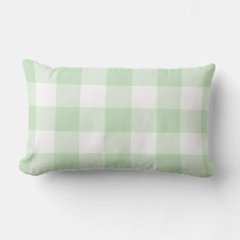 Almofada Lombar Padrão de Gingham Verde Mint verificado