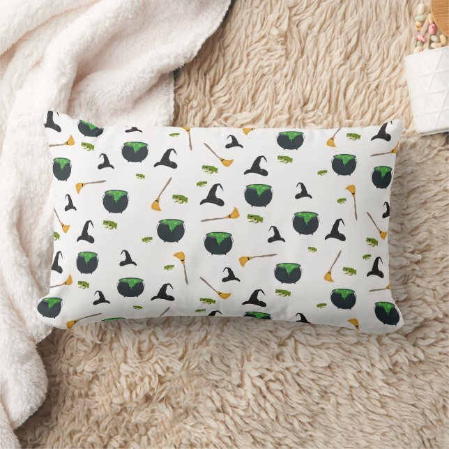 Almofada Lombar Padrão de Halloween da Bruxa Broom Caldron (Cobertor)