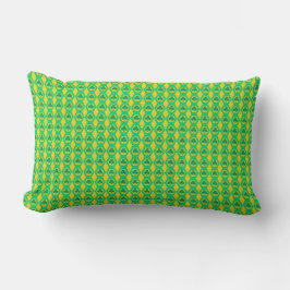 Almofada Lombar Padrão de Hexágono Amarelo Verde Trevo