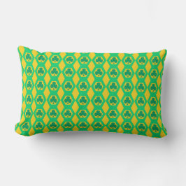 Almofada Lombar Padrão de Hexágono Amarelo Verde Trevo