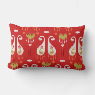 Almofada Lombar Padrão de ikat vibrante em vermelho e ouro