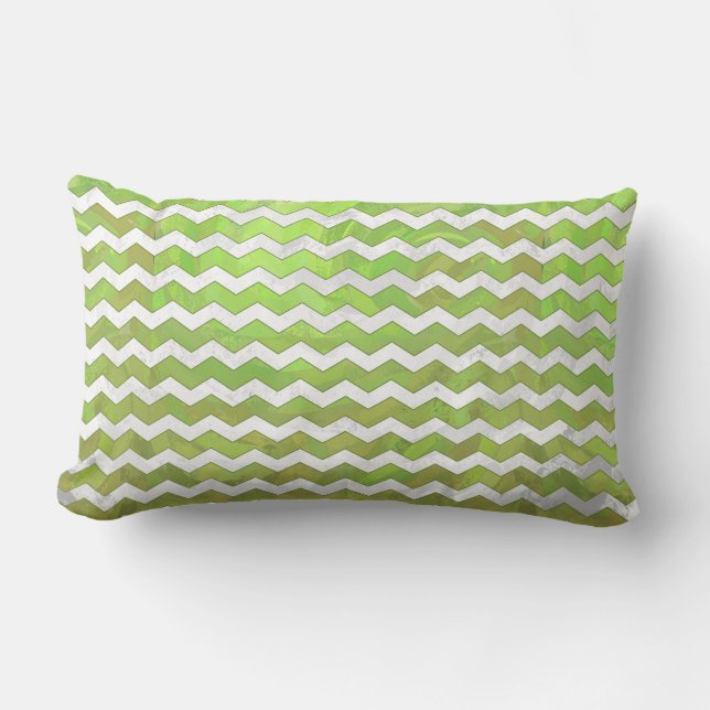 Almofada Lombar Padrão de Kiwi Bash Green Chevron (Frente)