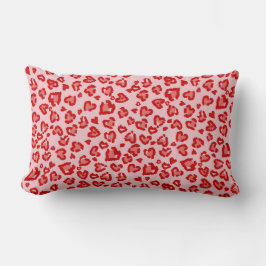 Almofada Lombar Padrão de leopardo com coração em vermelho sobre r