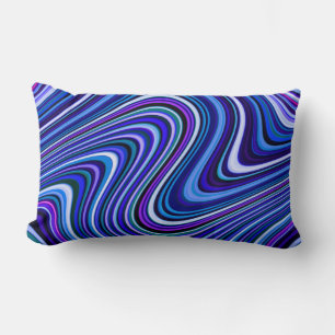 Almofada Lombar Padrão de Linha Curva de Sombra Azul de Cor Brilh