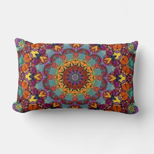 Almofada Lombar Padrão de Mandala de Caleidoscópio Fractal-64351 (Frente)