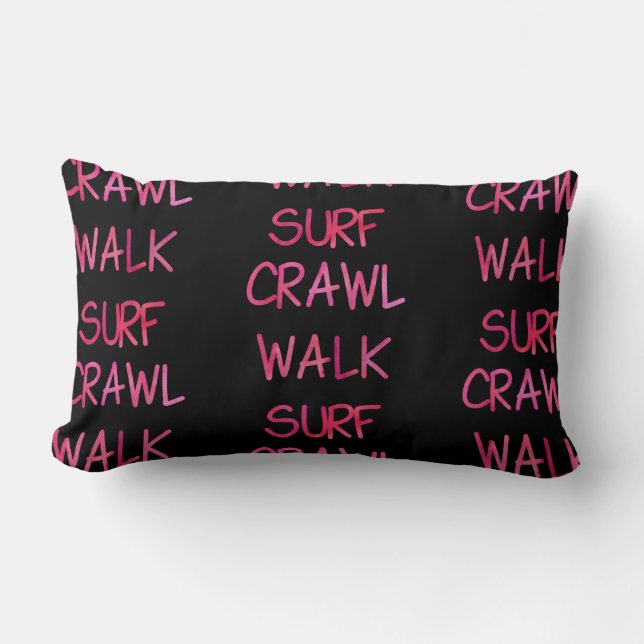 Almofada Lombar Padrão de Rastejar Caminhar Surf Pink (Frente)