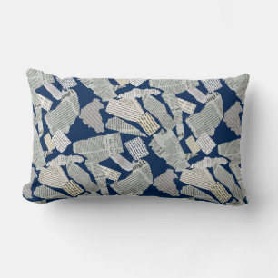Almofada Lombar Padrão de recorte de jornal 01x4.b DBlue