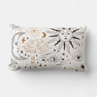 Almofada Lombar Padrão de Símbolos de Elemento Mágico Celestial