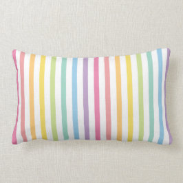 Almofada Lombar Padrão de Stripes do Arco-Íris de Cor Pastel