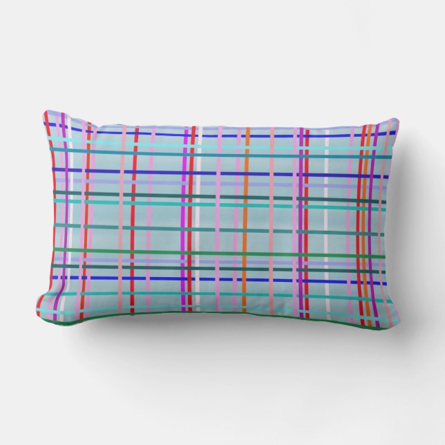 Almofada Lombar padrão de stripes multicolorido azul (Frente)